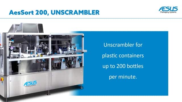 Unscrambler AESSort 200 plastic containers Aesus Packaging Systems