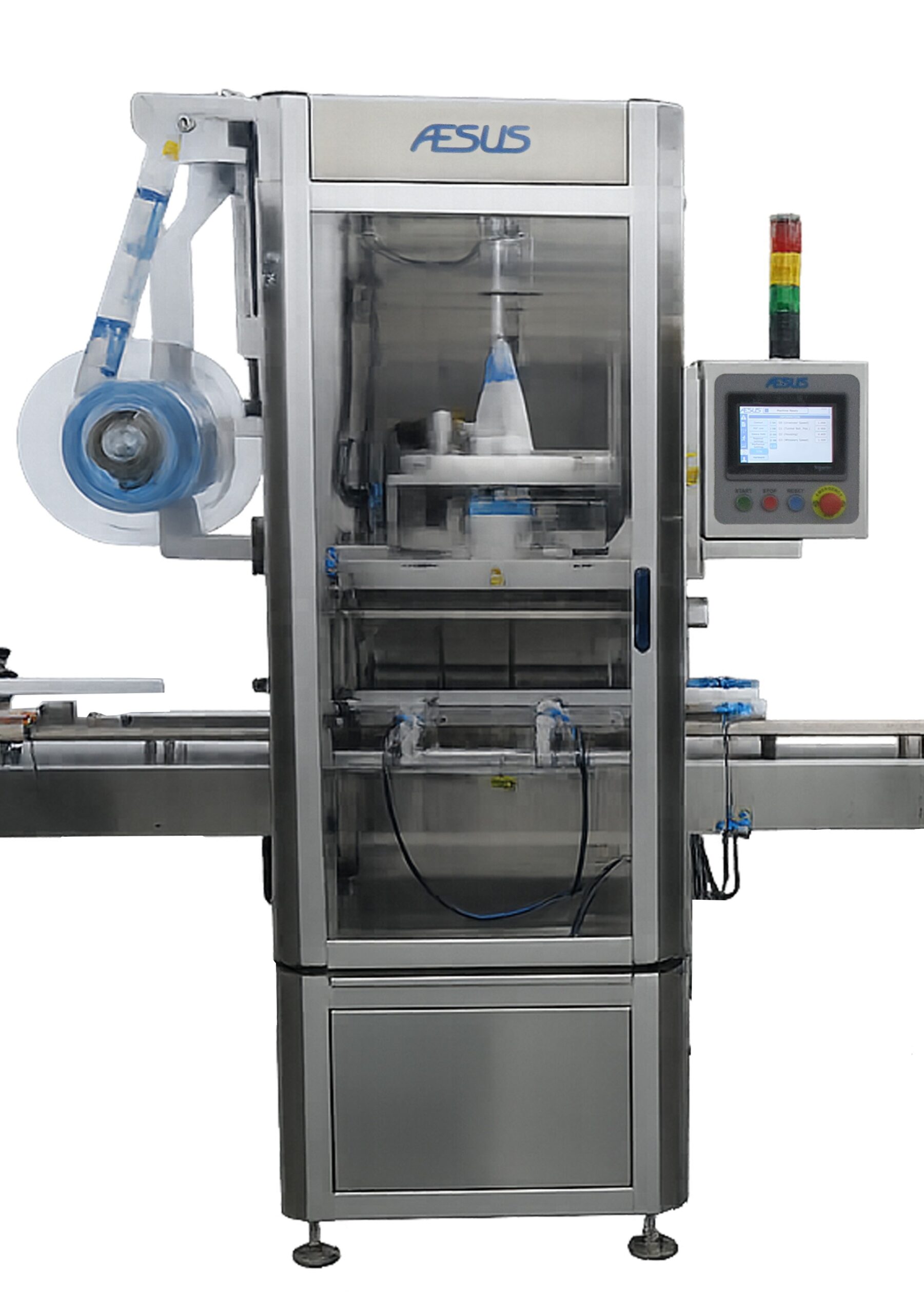 Shrink Labeler Neck or Full Body Sleeve • Shrink Sleeving Machines • Aesus 4 Aesus Shrink DeltaShrink LargeContainers scaled Aesus